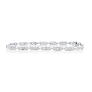 0.56 Cttw Round Diamond 14K White Gold Milgrain Fashion Bracelet