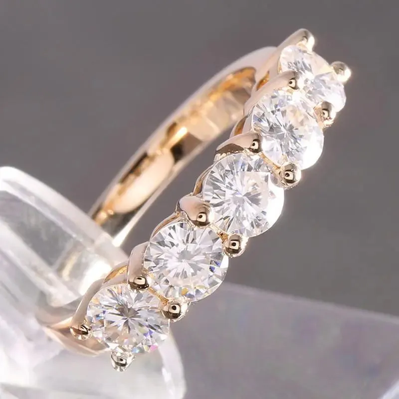 10k / 14k / 18k Yellow Gold Anniversary Moissanite Wedding Band 1.25ct Total