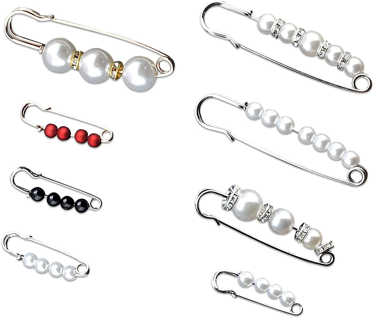 11 Pcs Pearl Brooches CZ Sweater Shawl Safety Pins, Clothing Dresses Decoration Accessories for Women Girls, Perfect Jewelry Gift for Her