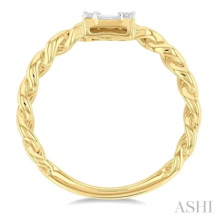 1/4 ctw Fusion Baguette and Round Cut Diamond Cuban Link Fashion Ring in 14K Yellow Gold