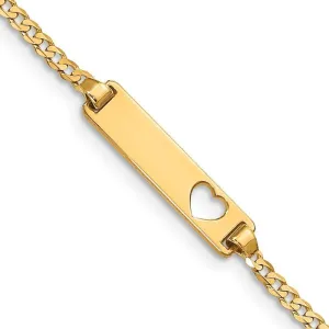 14k Cut-out Heart Curb Link ID Bracelet