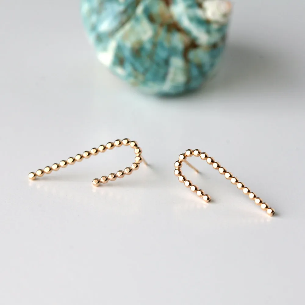 14k Gold-filled Post Earring Studs Modern Asymmetric - CANDY CANE