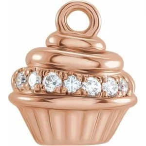 14K Rosé Gold 0.04ctw Cupcake Charm