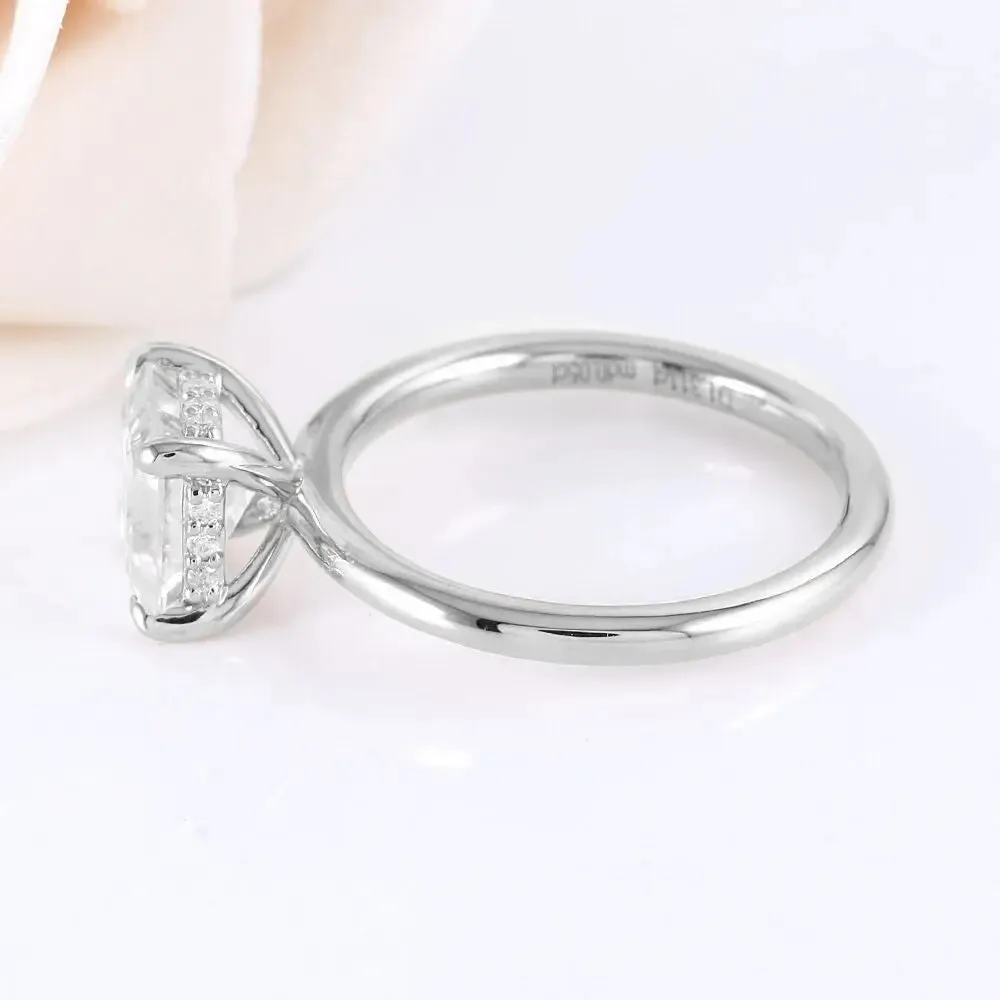 14k White Gold Asscher Cut Moissanite Ring 1.5ct Total