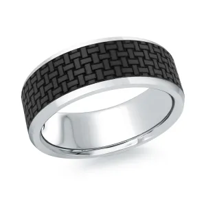 14K White Gold Ring from the Noir Collection by Malo - MRDA-144-8W