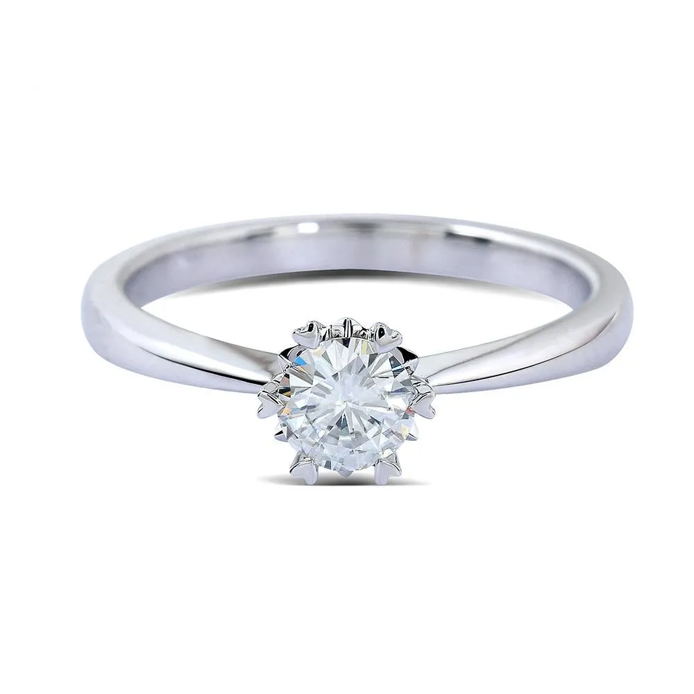 14k White Gold Solitaire Moissanite Ring 0.5ct