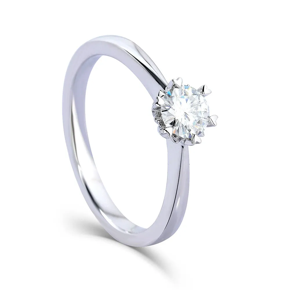 14k White Gold Solitaire Moissanite Ring 0.5ct