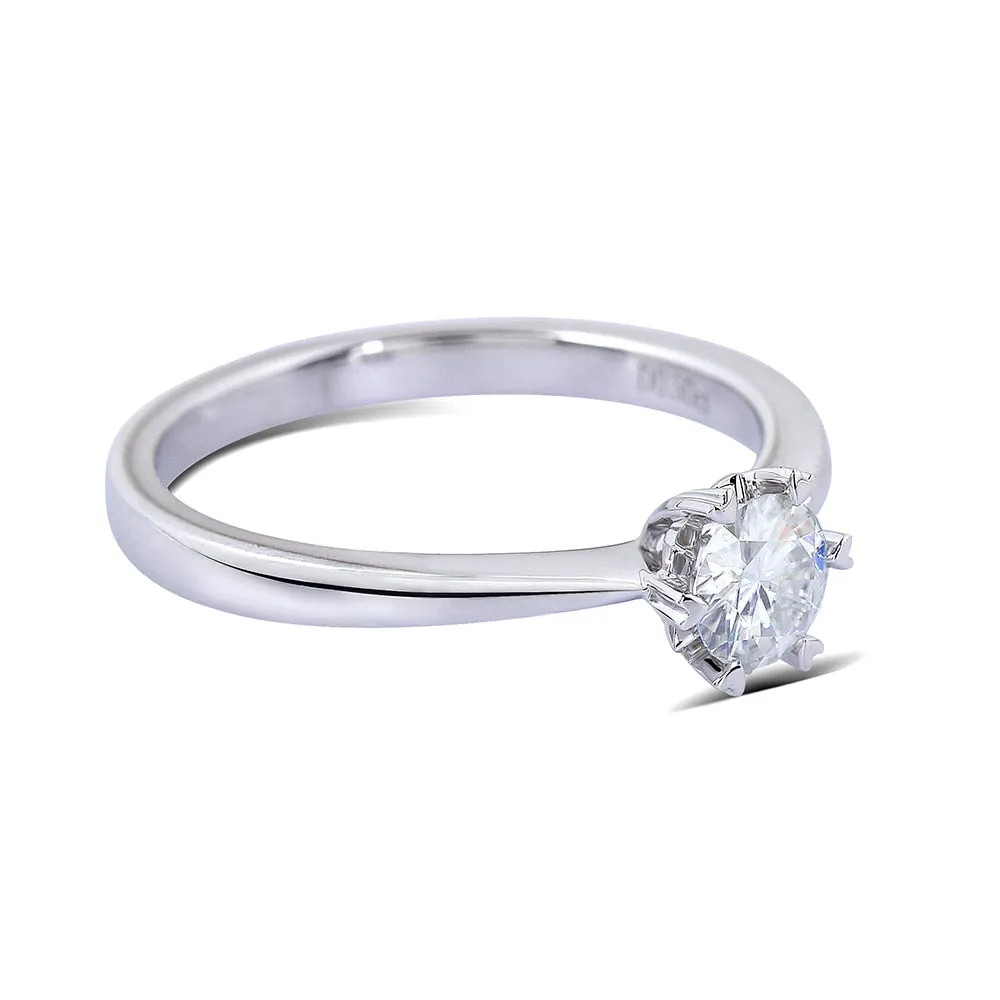 14k White Gold Solitaire Moissanite Ring 0.5ct