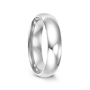 14k White Gold Women's Domed Ring with Polished Finish - 2mm - 4mm