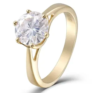 14k Yellow Gold Solitaire Moissanite Ring 2ct