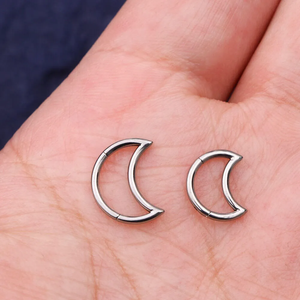 16G Titanium Moon Daith Cartilage Earrings Helix Hoop