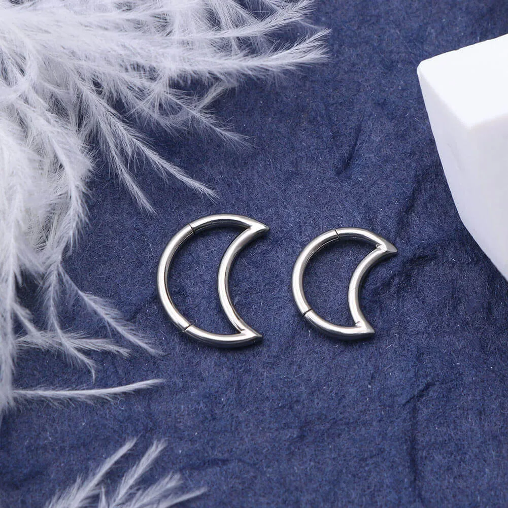 16G Titanium Moon Daith Cartilage Earrings Helix Hoop