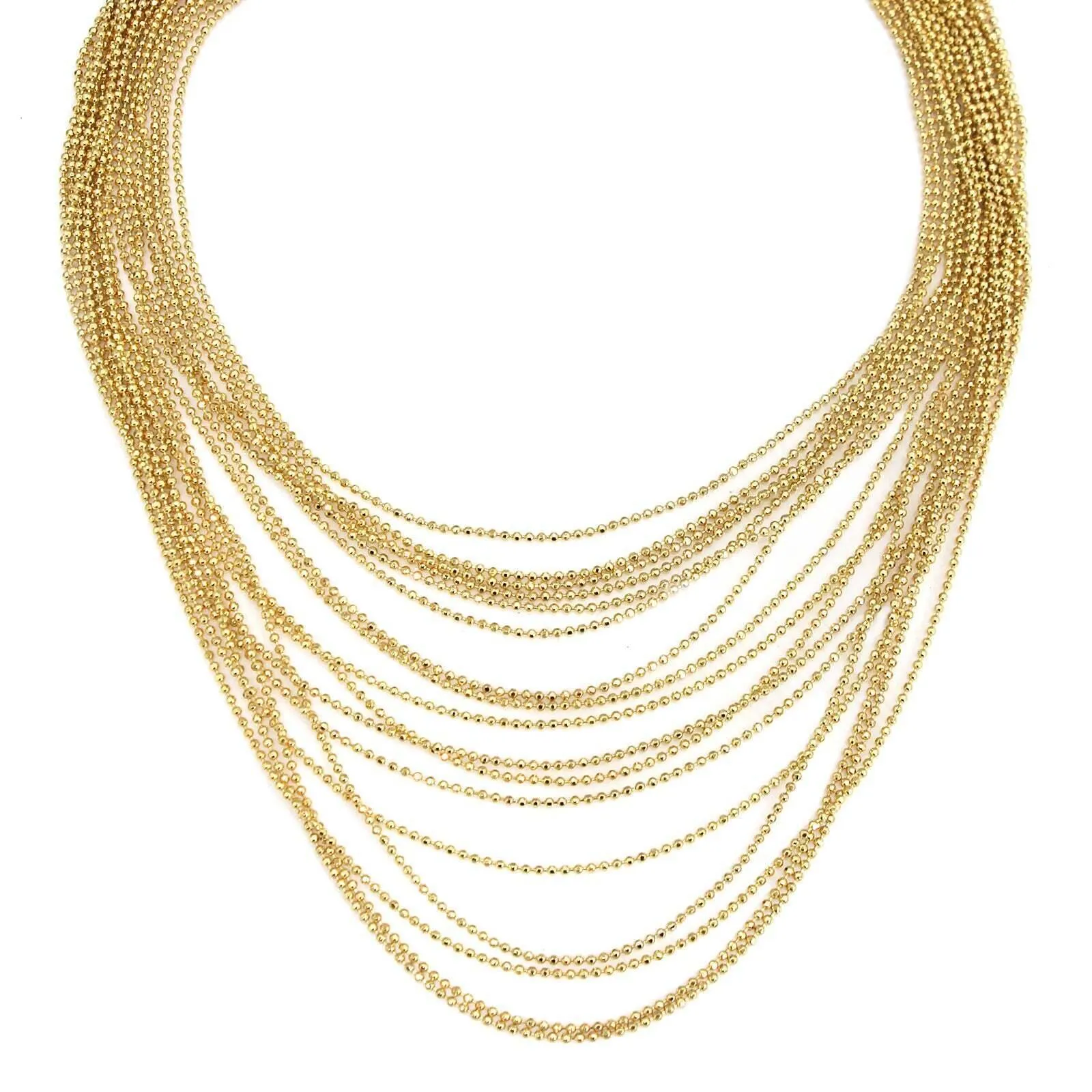 1928 Jewelry Gold Multi Strand Ball Chain Necklace 14.5"   3" Extension