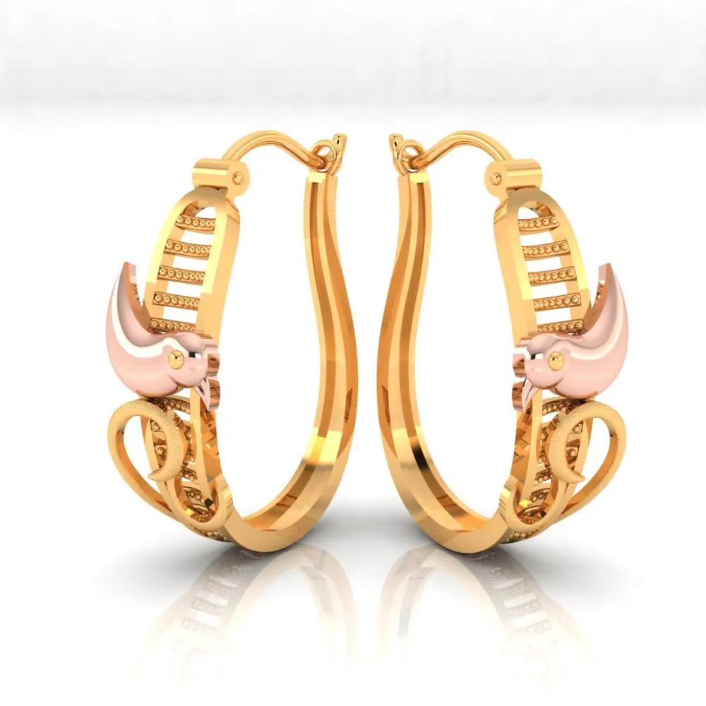 22k Elegant Gold Earrings Featuring A Bird Design