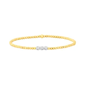 2MM Signature Bracelet with 3 14K Diamond Beads