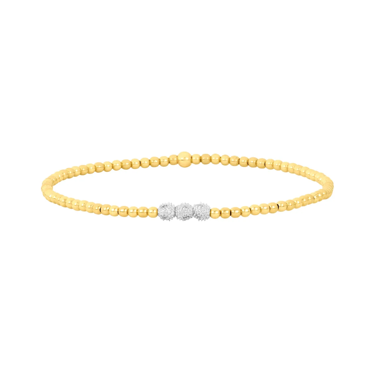 2MM Signature Bracelet with 3 14K Diamond Beads