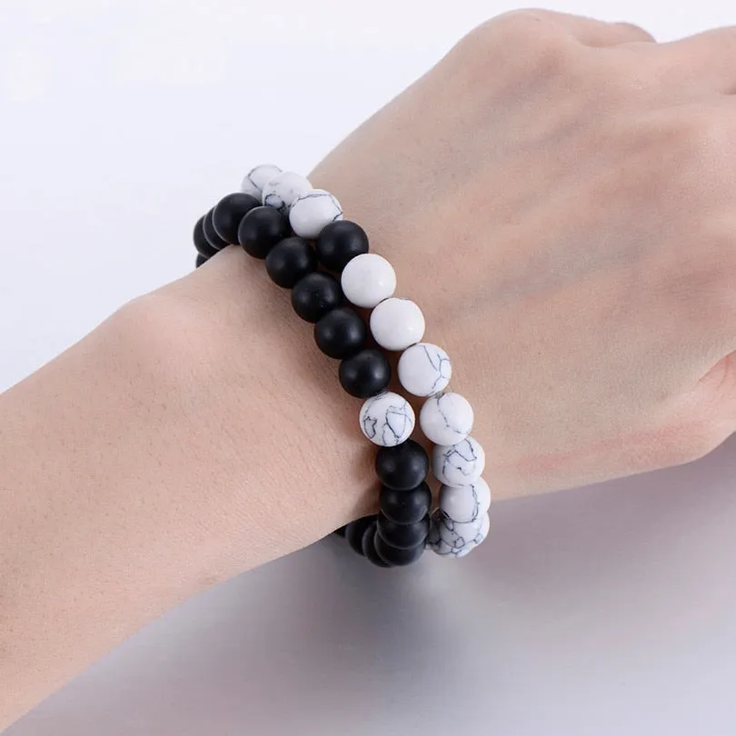 2Pcs/Set Couples Distance Bracelet Classic Natural Stone