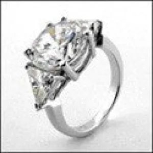 3 Stone 5 Ct Round Trillion Cubic Zirconia Cz Ring