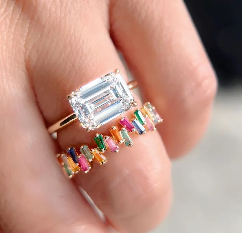 3.38ct FVS1 Emerald Cut Lab Diamond Aura Ring