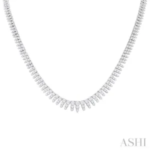 5 Ctw Graduated Round Cut Diamond Riviera Necklace in 14K White Gold