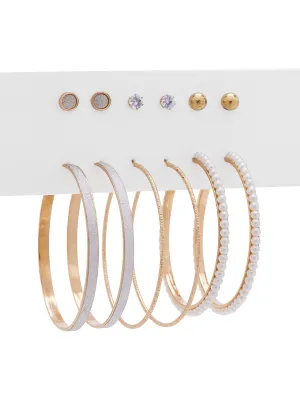 6-Piece Gold-Tone Hoop & Stud Earrings Set