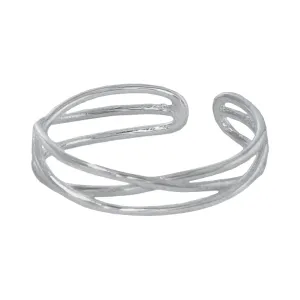 925 Silver Three Line Interconnected Ring