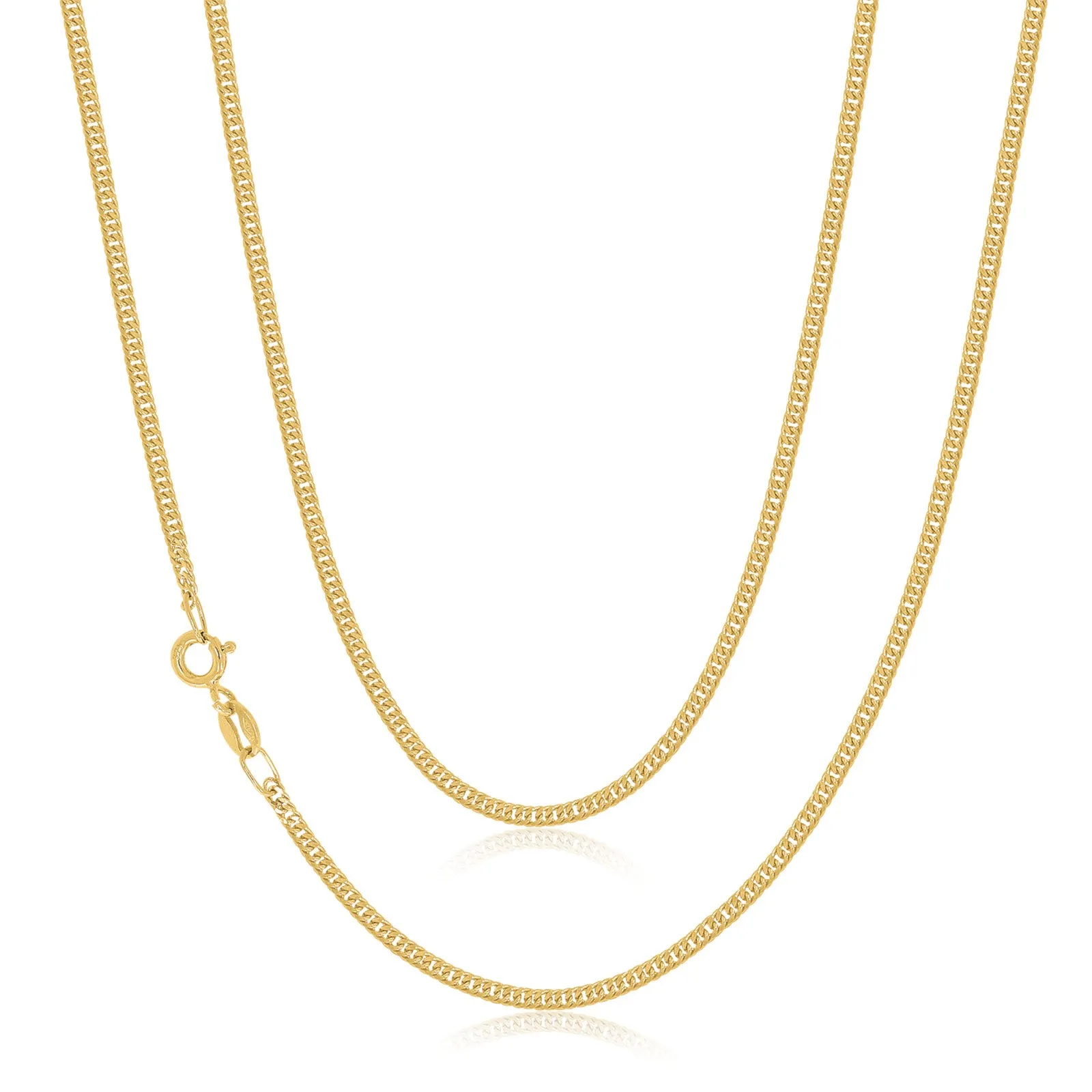 9ct Yellow Gold 45cm Double Curb Chain