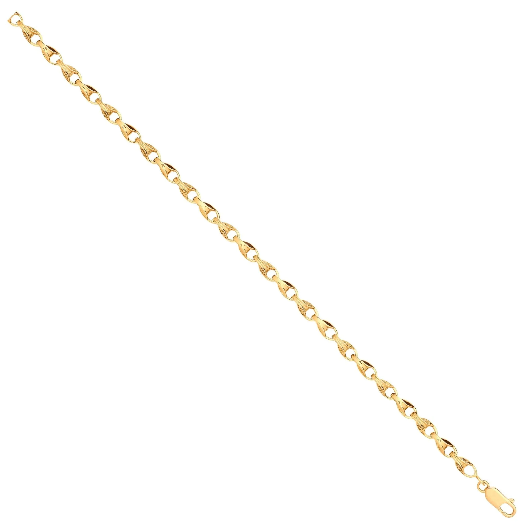 9ct Yellow Gold Solid 5mm 28 Inch Plain & Engraved Tulip Necklace 47.0g