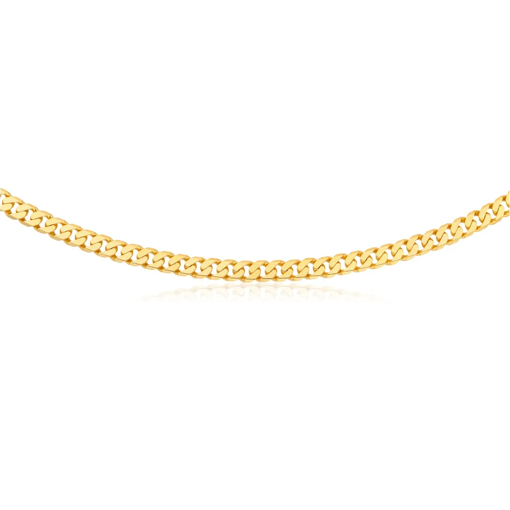 9ct Yellow Heavy Solid Gold Curb Flat Bevelled 55cm Chain 250Gauge