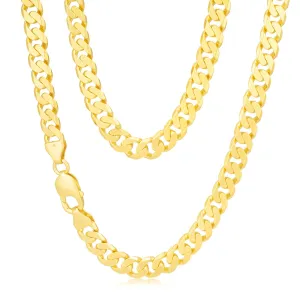 9ct Yellow Heavy Solid Gold Curb Flat Bevelled 55cm Chain 250Gauge