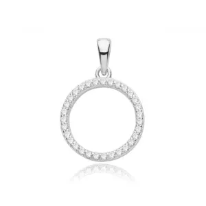 Acotis Silver Pendant Rhodium Plated Zirconia Circle G61120