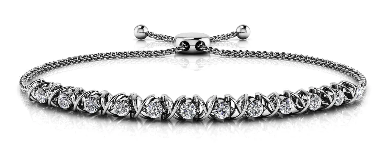 Adjustable X Link Diamond Bracelet with 0.42 ct.(finished) 1.8mm