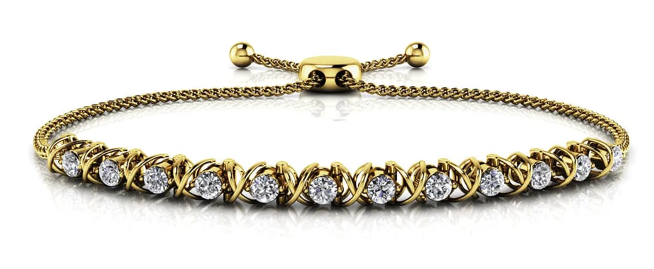 Adjustable X Link Diamond Bracelet with 0.42 ct.(finished) 1.8mm