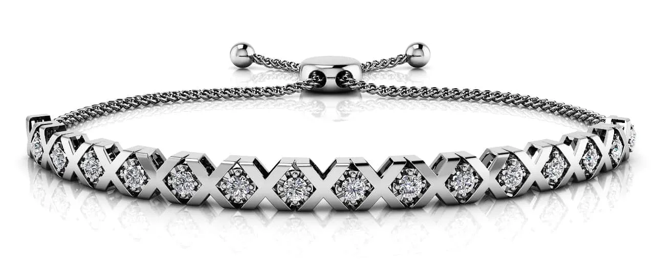 Adjustable Xoxo Diamond Bracelet with 0.39 ct.(finished) 2mm