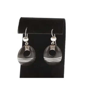 AGWILAL||Black Agate & Silver Earrings