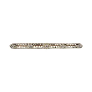 Antique 14KT Two-Tone Gold Victorian Era Five Diamond Filigree Stick Pin