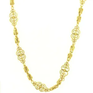 Antiquities Couture Gold Scrollwork Heart Filigree Chain Rope Necklace 46"