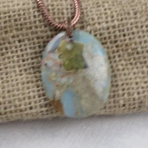 Aqua Snake Skin Jasper Pendant Necklace