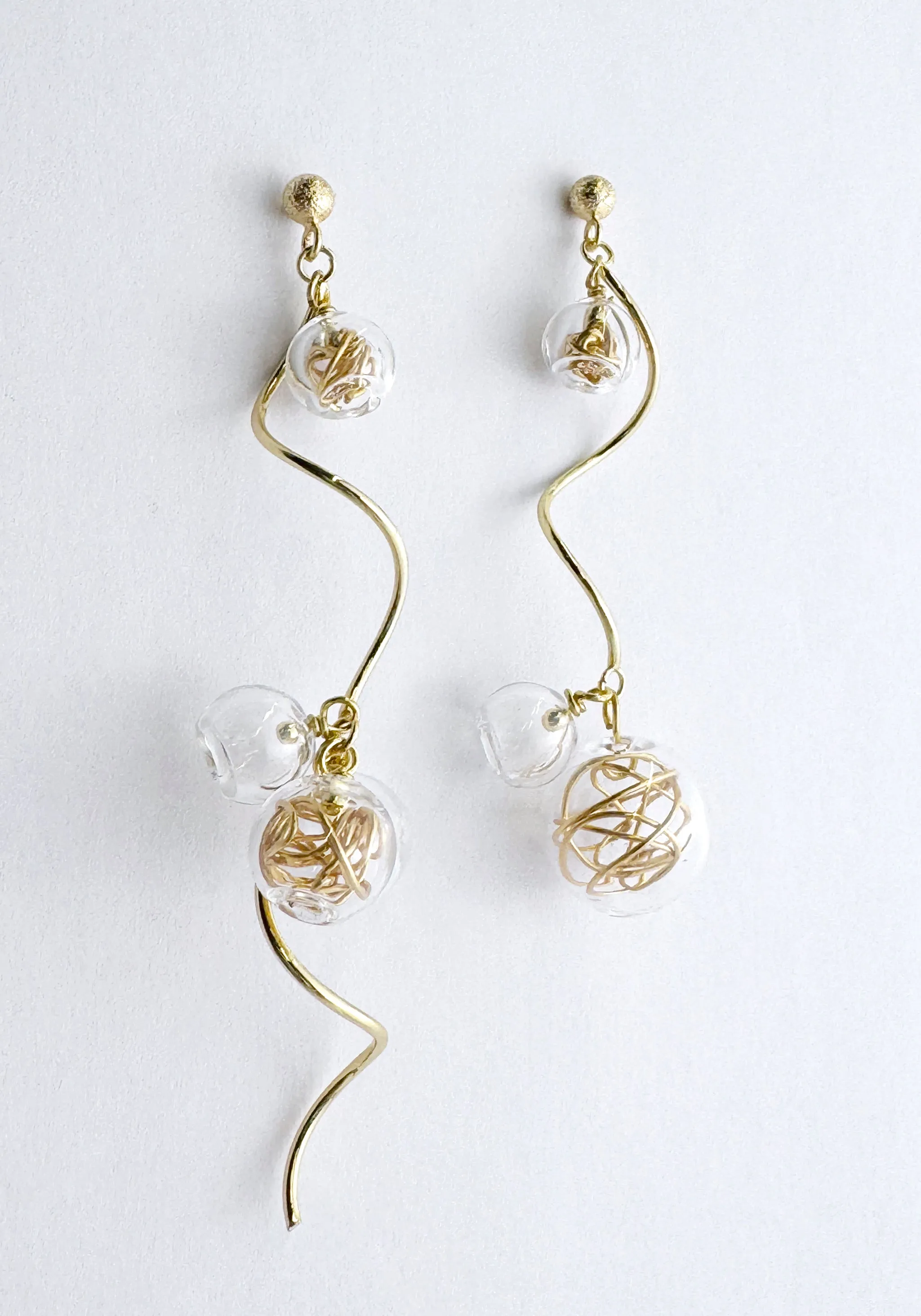 Asymmetrical Swirl Sphere Earrings