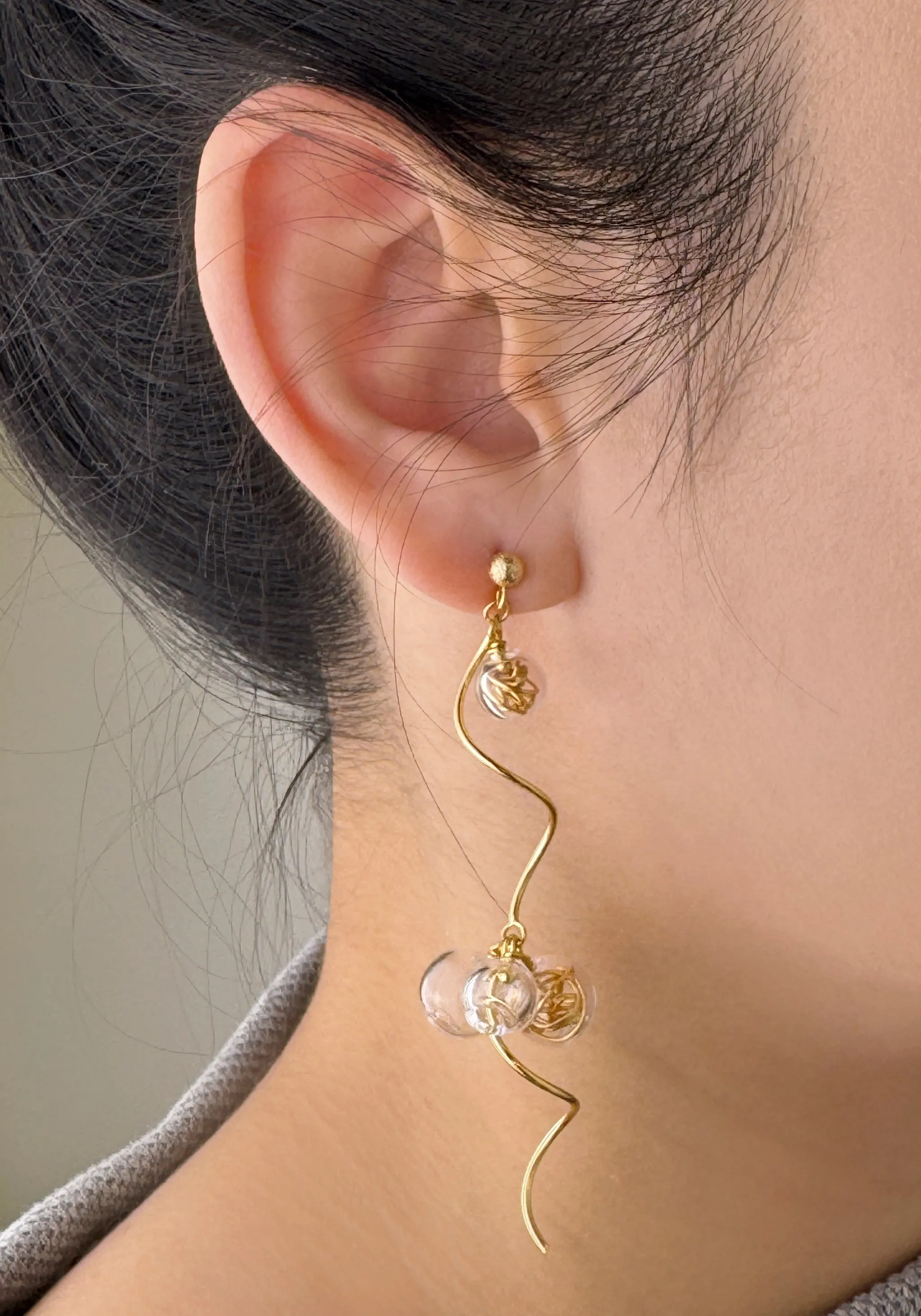 Asymmetrical Swirl Sphere Earrings