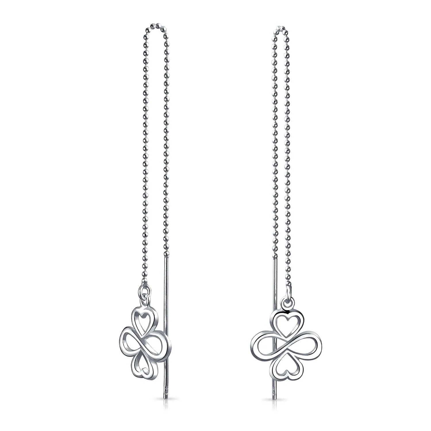 Ayllu Amulet Dangle Earrings Sterling Silver Infinity Clover Threader Jewelry