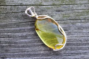 Baltic Amber Yellow Pendant Oval Natural Untreated Unisex 2.4" 14.1 gram