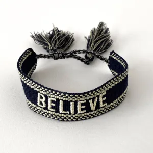 BELIEVE Adjustable Bracelet | Navy/Natural