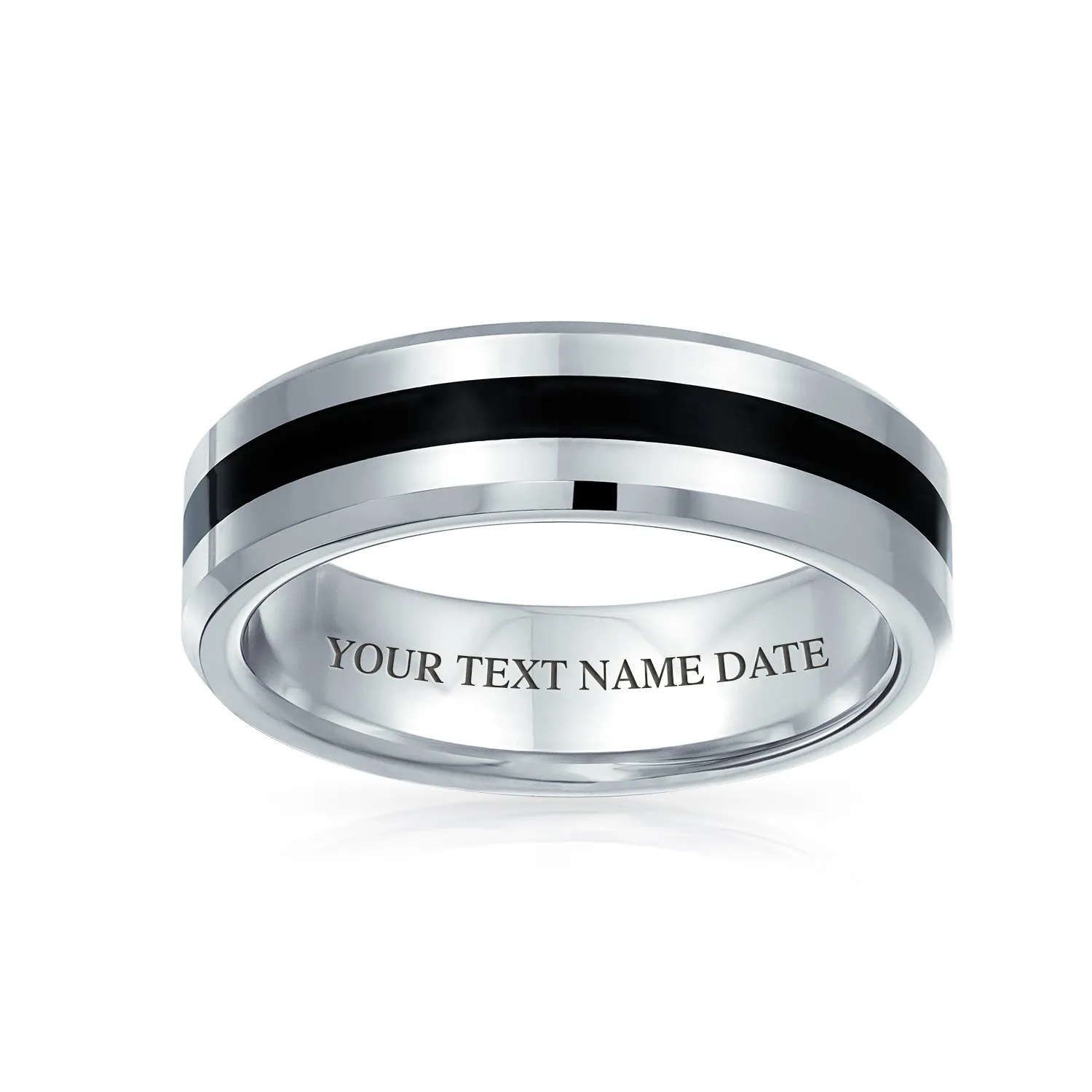 Black Silver Two Tone Tungsten Wedding Band Ring for Men - Comfort Fit