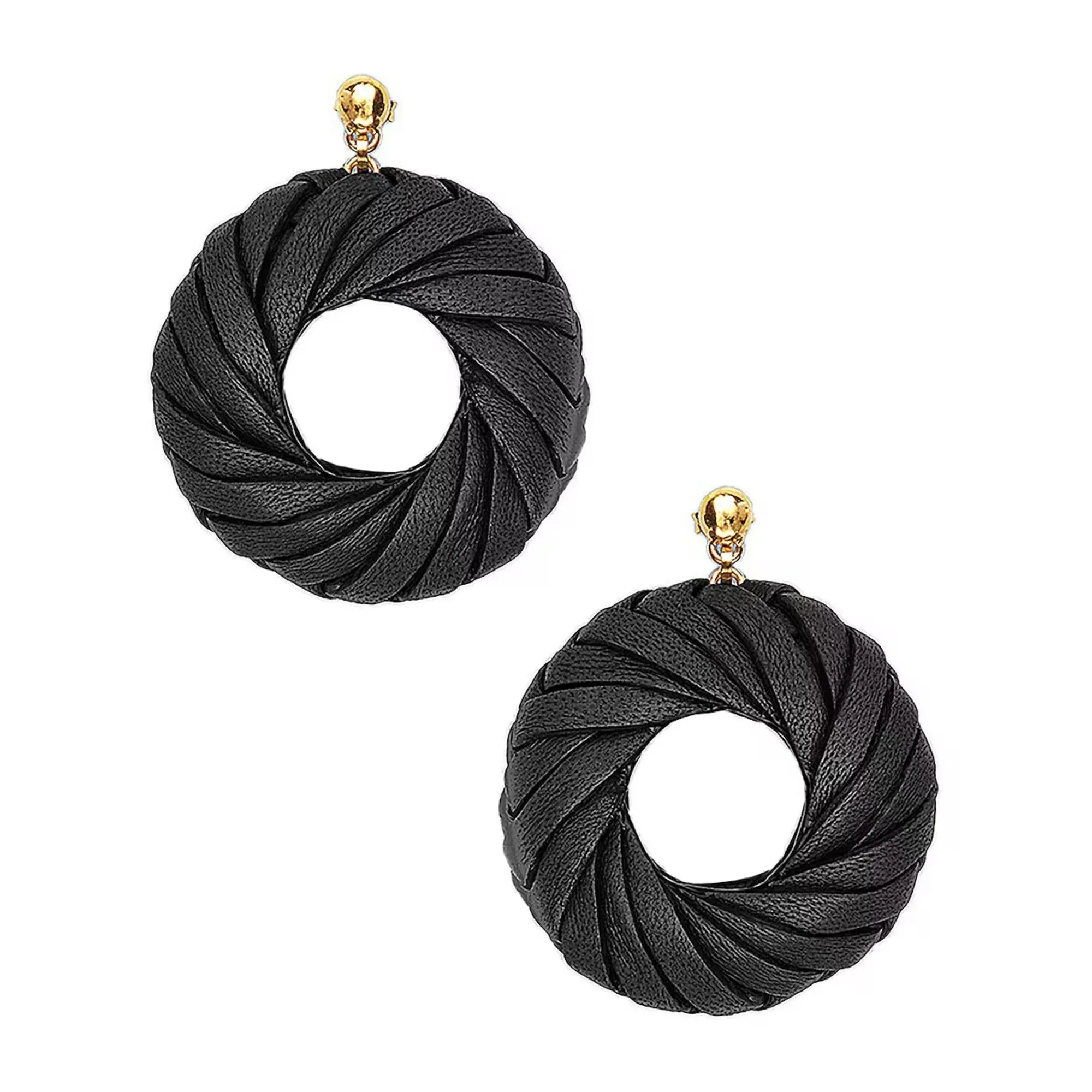 Bottega Veneta Leather Circle Earrings