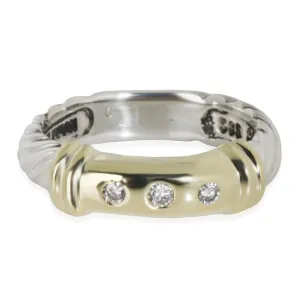 Cable Ring in 14k Yellow Gold/Sterling Silver 0.08 CTW