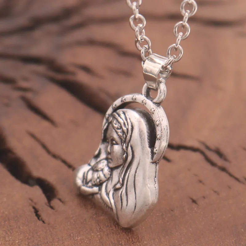 Celestial Madonna Pendant - Unique Norse Legacy Necklace for Men