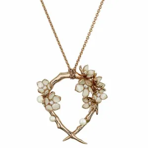 Cherry Blossom Hoop Pendant - Rose Gold Vermeil, Diamond & Pearl