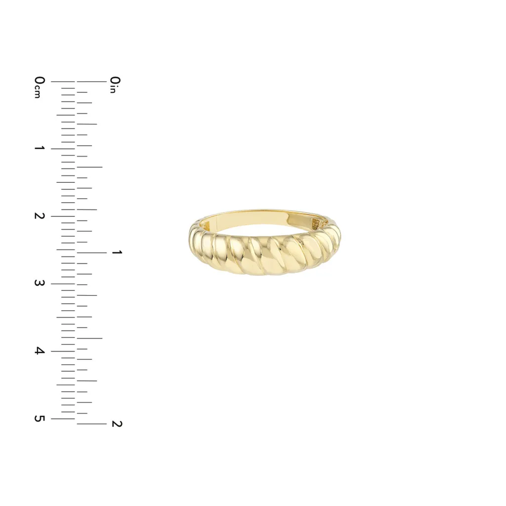 Chunky Gold Ribbed Polished Ring | Genuine 14K Yellow Gold