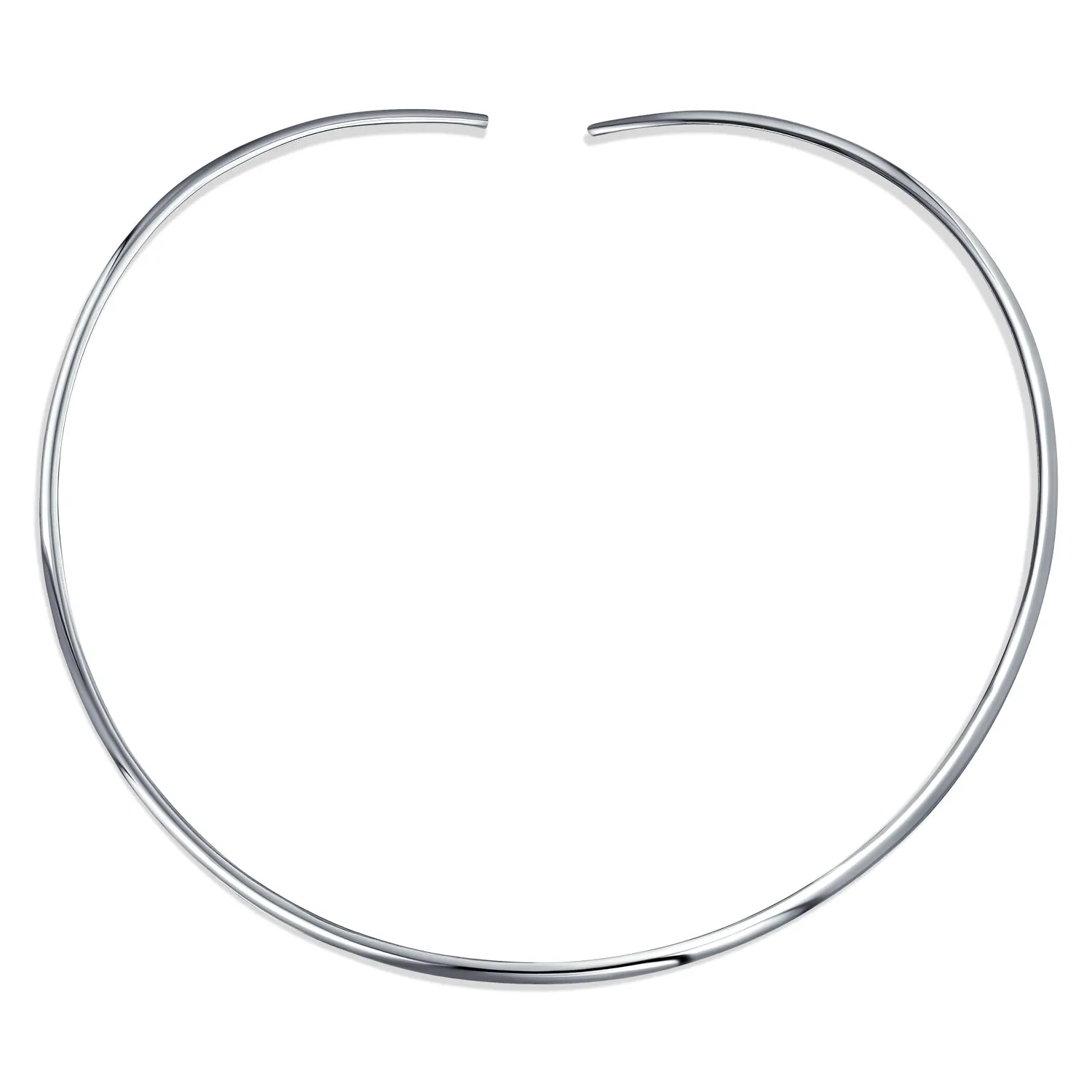 Classic Simple Choker Necklace Sterling Silver Flat Slider 238MM Options